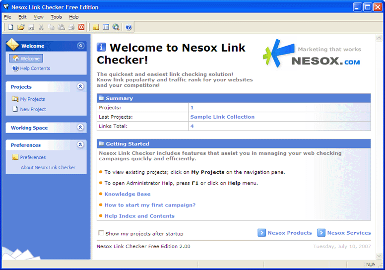 Screenshot for Nesox Link Checker Professional Edition 2.0
